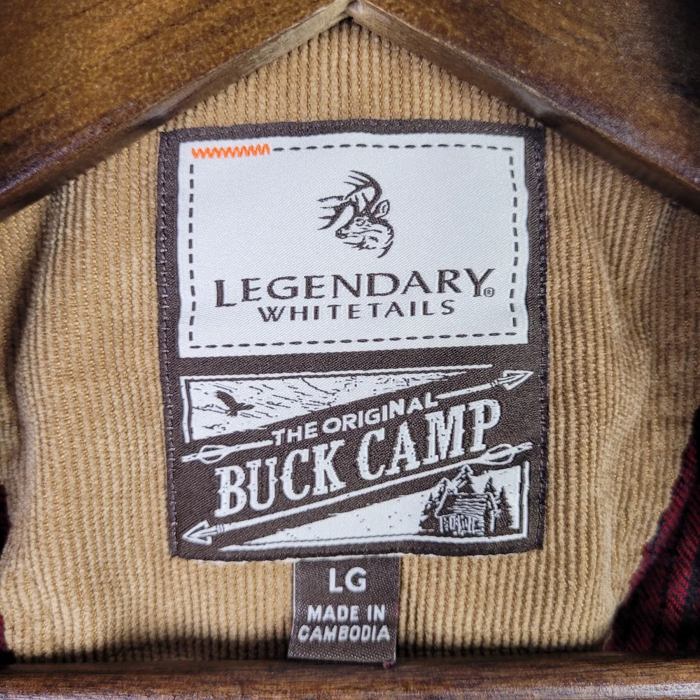 Legendary Whitetails‎ Mens L Buck Camp Red Brushed Striped Flannel Workwear